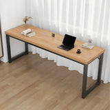 Minimalist Wooden Rectangle Sled Double Writing Desk Image - 11