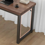 Minimalist Wooden Rectangle Sled Double Writing Desk Image - 13