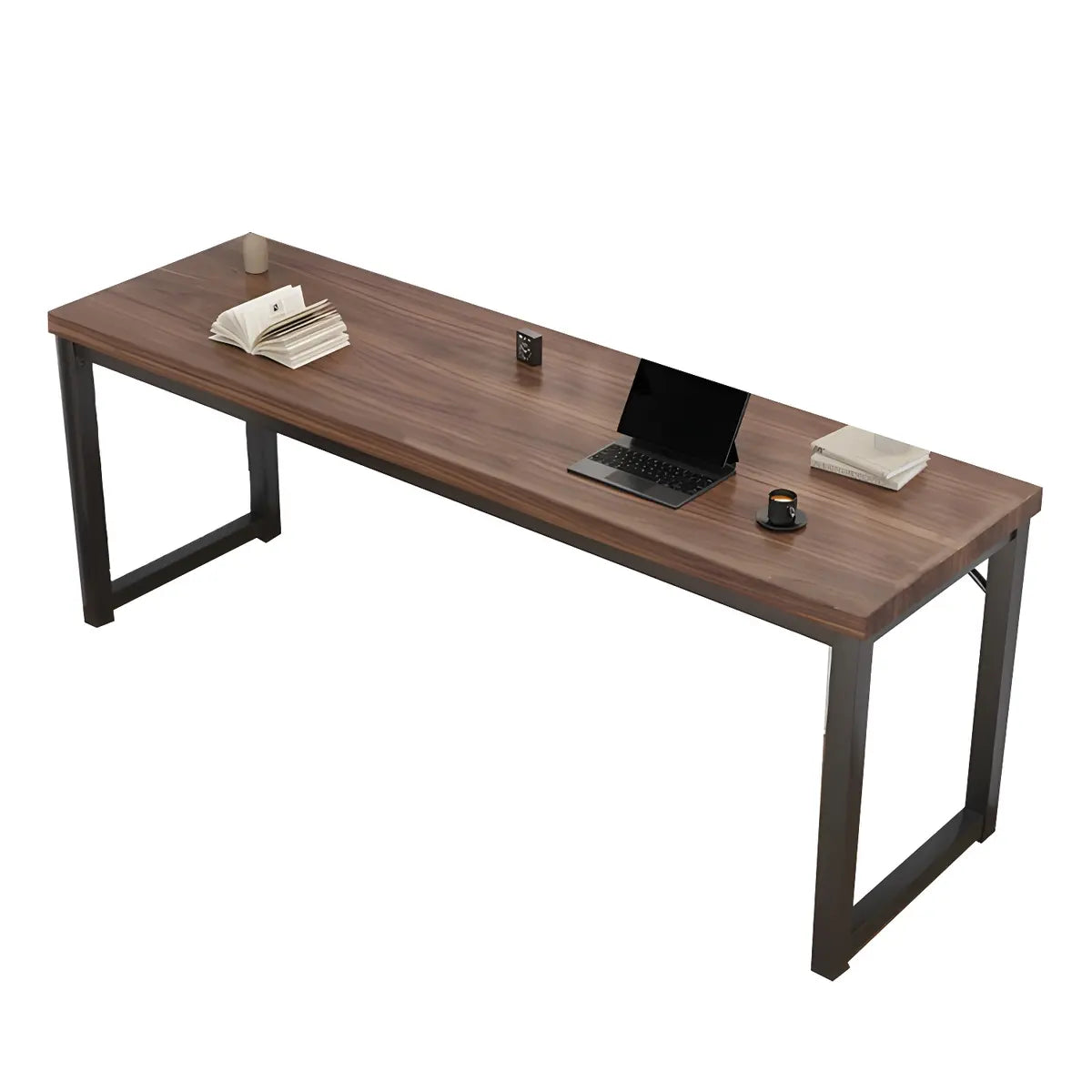 Minimalist Wooden Rectangle Sled Double Writing Desk Image - 16