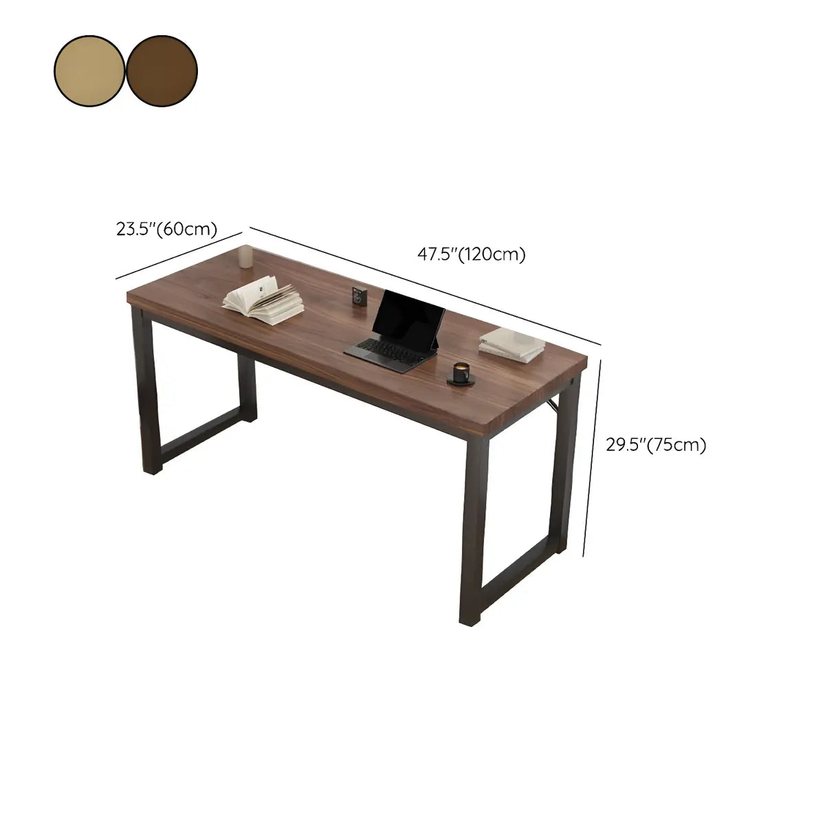 Minimalist Wooden Rectangle Sled Double Writing Desk 