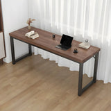 Minimalist Wooden Rectangle Sled Double Writing Desk Image - 3