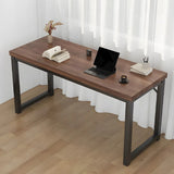 Minimalist Wooden Rectangle Sled Double Writing Desk Image - 7