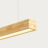 Minimalist Wooden Rectangular Island Pendant Light Image - 12