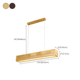 Minimalist Wooden Rectangular Island Pendant Light #size