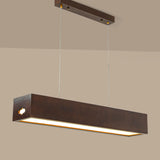 Minimalist Wooden Rectangular Island Pendant Light Image - 3