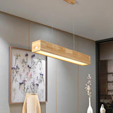 Minimalist Wooden Rectangular Island Pendant Light Image - 5