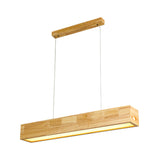 Minimalist Wooden Rectangular Island Pendant Light Image - 7