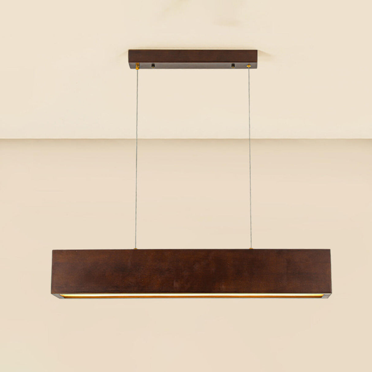 Minimalist Wooden Rectangular Island Pendant Light Image - 9