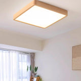 Minimalist Wooden Round LED Flush Mount Ceiling Light Image - 14