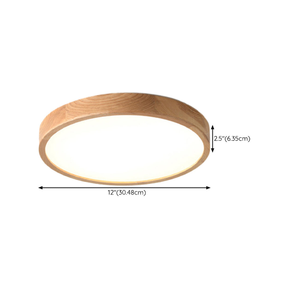 Minimalist Wooden Round LED Flush Mount Ceiling Light 