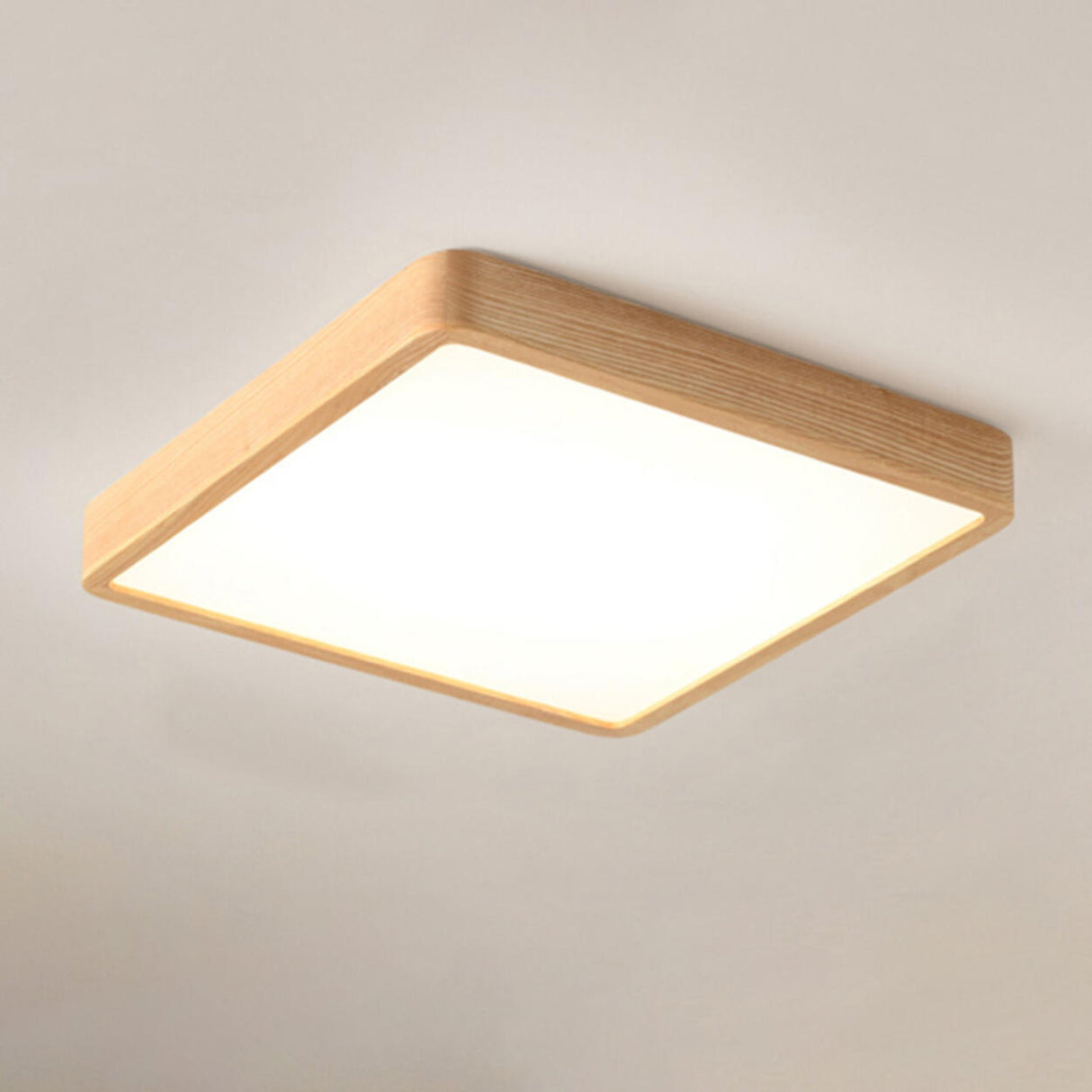 Minimalist Wooden Round LED Flush Mount Ceiling Light Image - 3