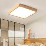 Minimalist Wooden Round LED Flush Mount Ceiling Light Image - 4