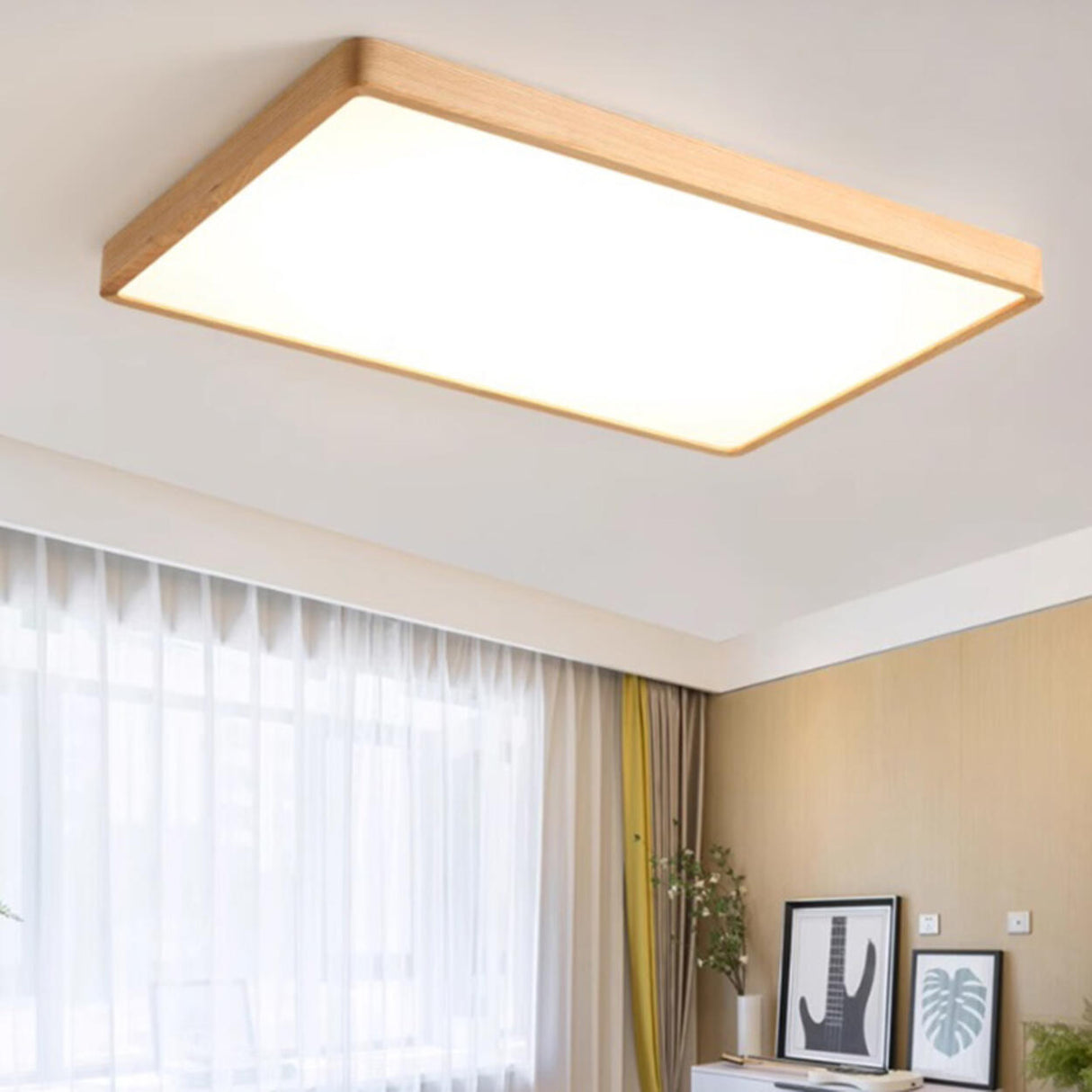 Minimalist Wooden Round LED Flush Mount Ceiling Light Image - 7