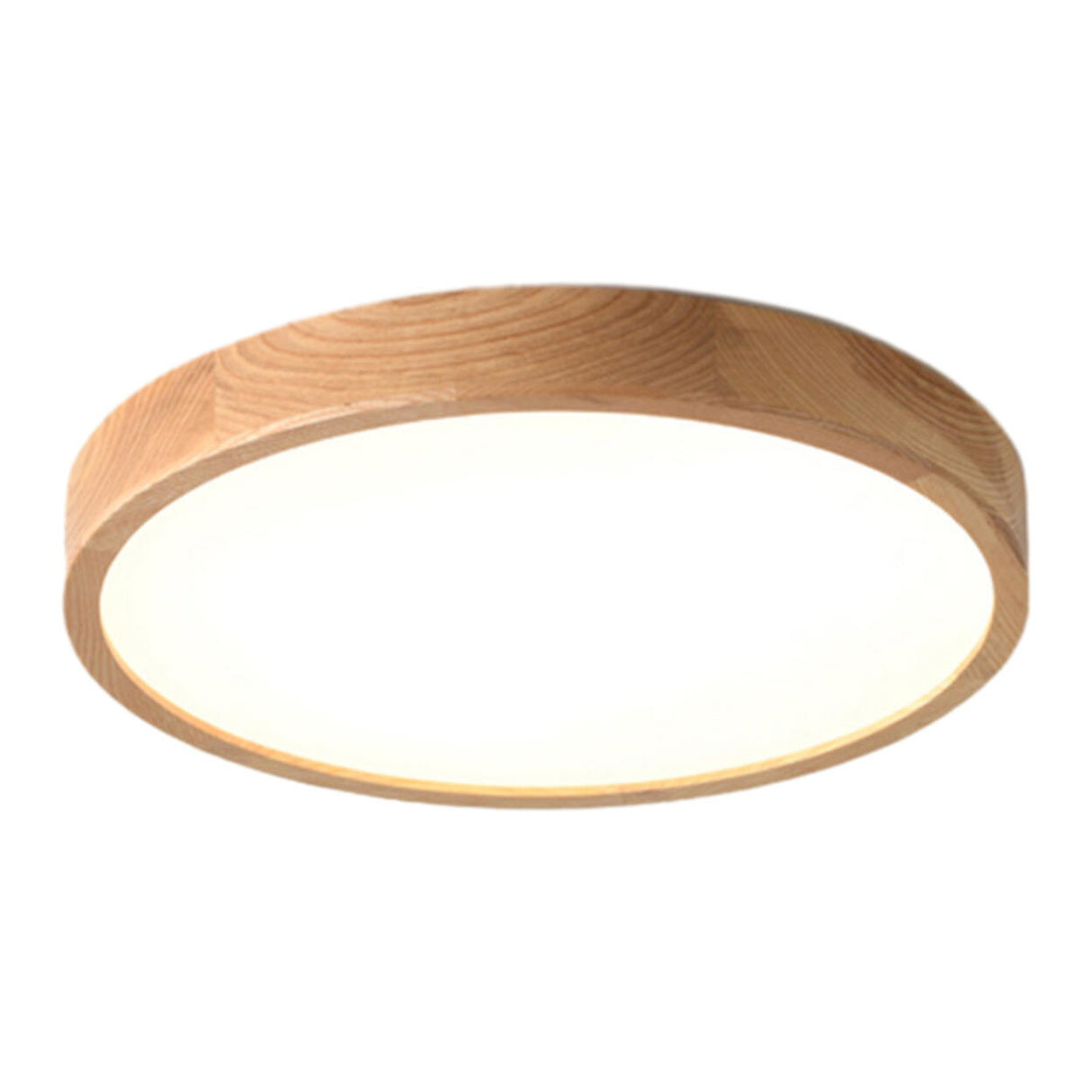 Minimalist Wooden Round LED Flush Mount Ceiling Light Image - 8