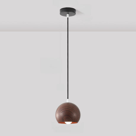 Minimalist Wooden Sphere Globe Pendant Light Image - 2