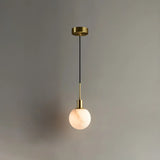 Minimalistic Alabaster White Mini Bell Globe Pendant Light Image - 7