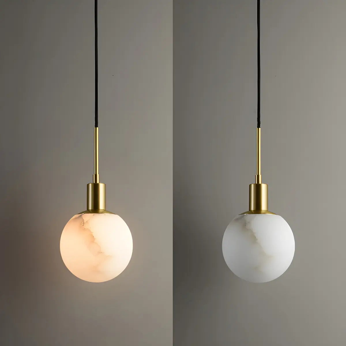 Minimalistic Alabaster White Mini Bell Globe Pendant Light Image - 9