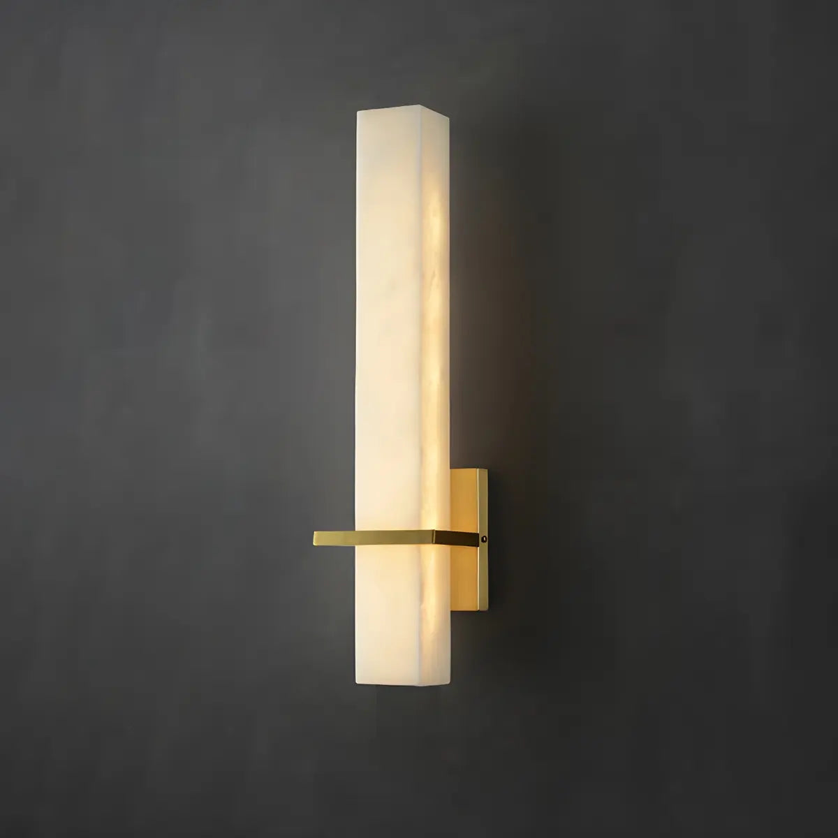 Minimalistic Rectangle White Marble Alabaster Wall Sconce Image - 1