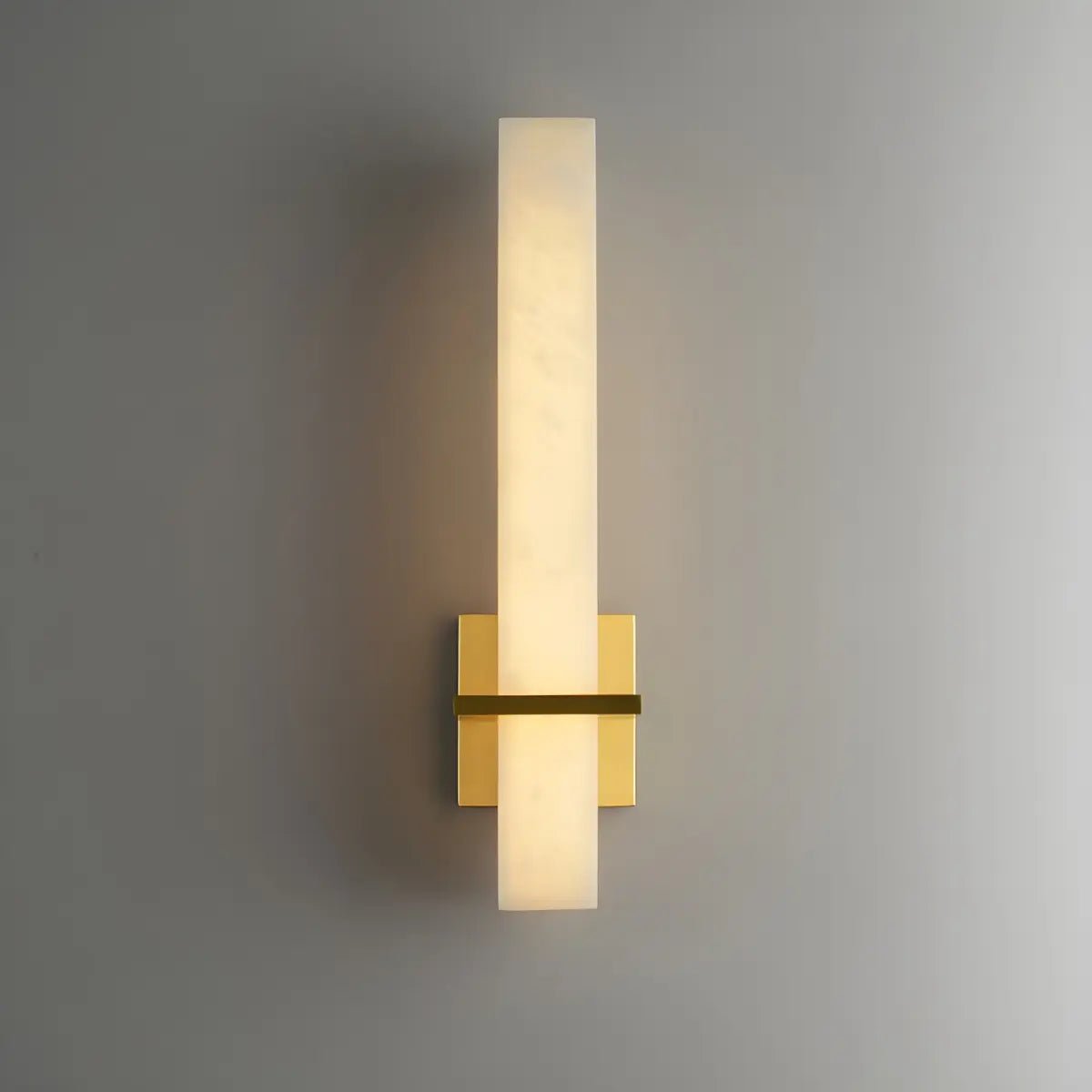 Minimalistic Rectangle White Marble Alabaster Wall Sconce Image - 3