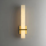 Minimalistic Rectangle White Marble Alabaster Wall Sconce Image - 3