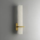 Minimalistic Rectangle White Marble Alabaster Wall Sconce Image - 4