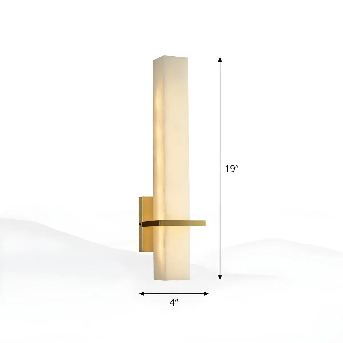 Minimalistic Rectangle White Marble Alabaster Wall Sconce 