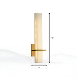 Minimalistic Rectangle White Marble Alabaster Wall Sconce #size