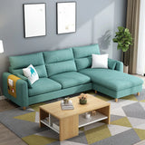 Mint Green Cotton Linen 3-Seat Sofa Chaise with Storage Image - 1