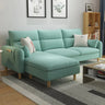 Mint Green Cotton Linen 3-Seat Sofa Chaise with Storage Image - 3