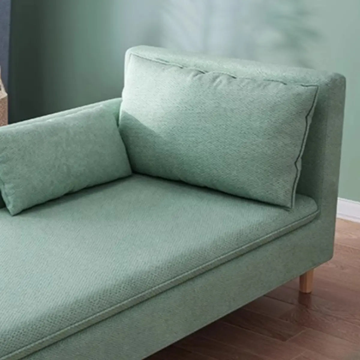 Mint Green Medium Rectangular Fabric Right-Arm Chaise Image - 4