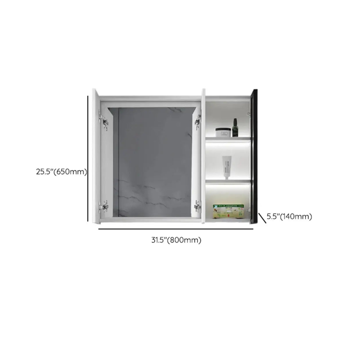 Mirrored Interior Surface Mounted Large Medicine Cabinet Image - 17