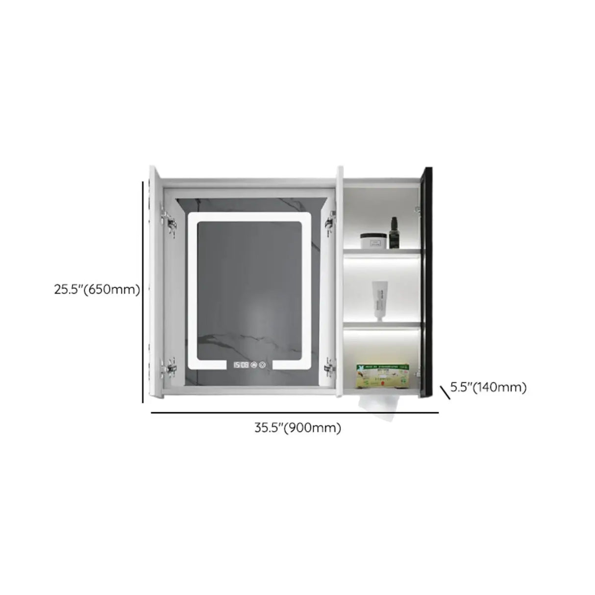 Mirrored Interior Surface Mounted Large Medicine Cabinet Image - 20