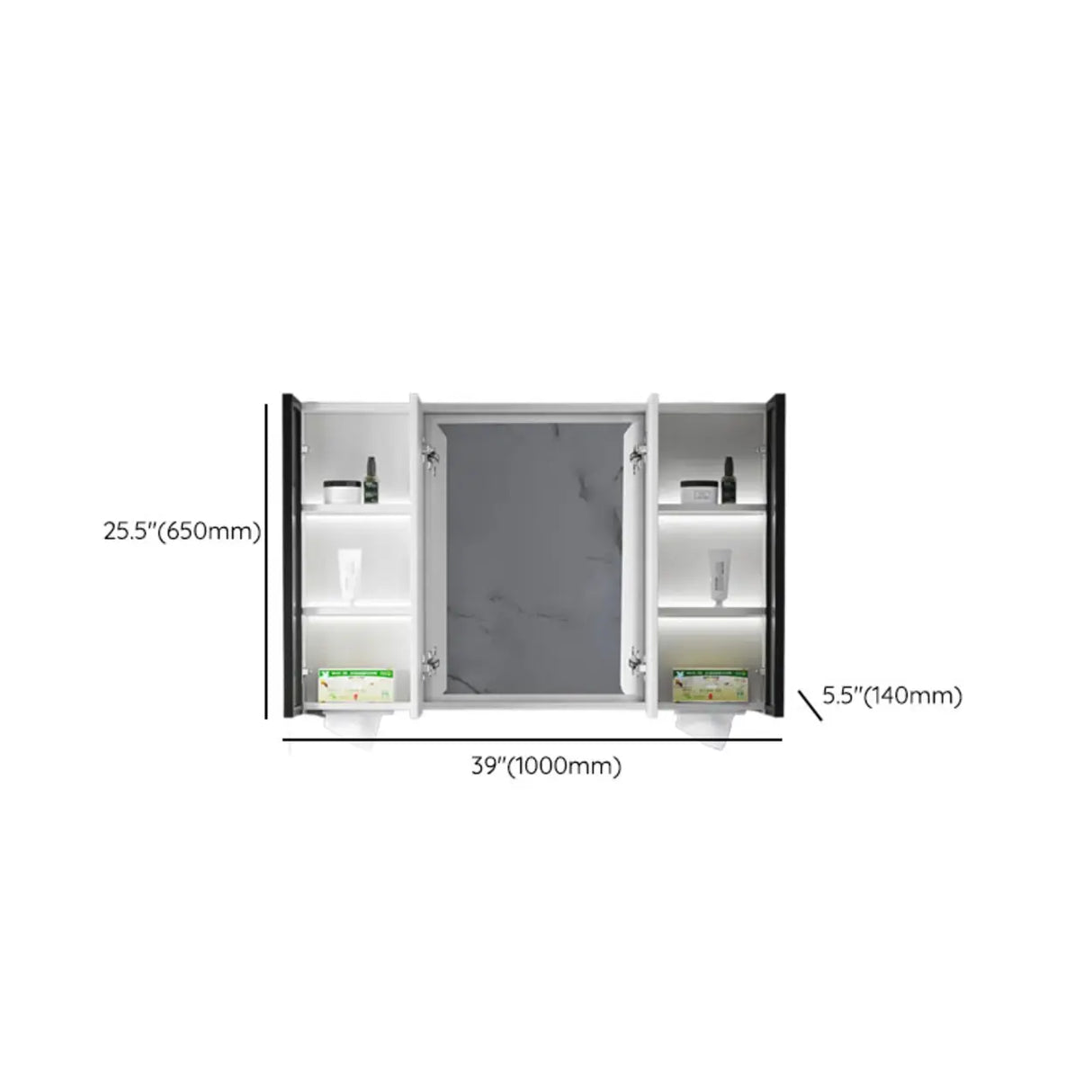 Mirrored Interior Surface Mounted Large Medicine Cabinet Image - 21