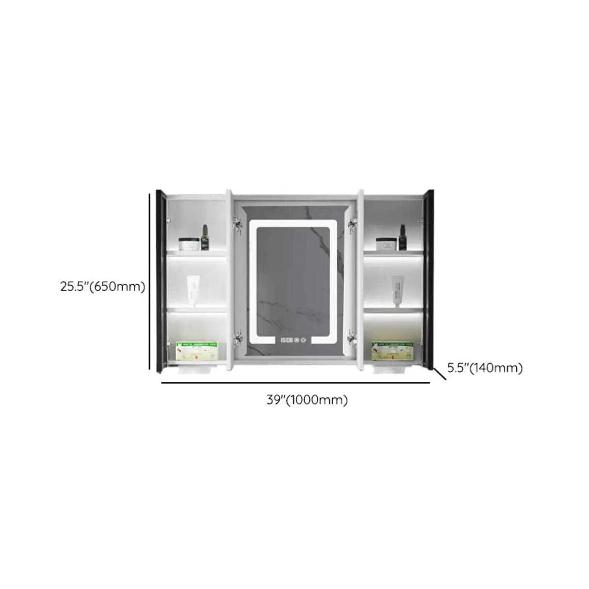 Mirrored Interior Surface Mounted Large Medicine Cabinet Image - 22