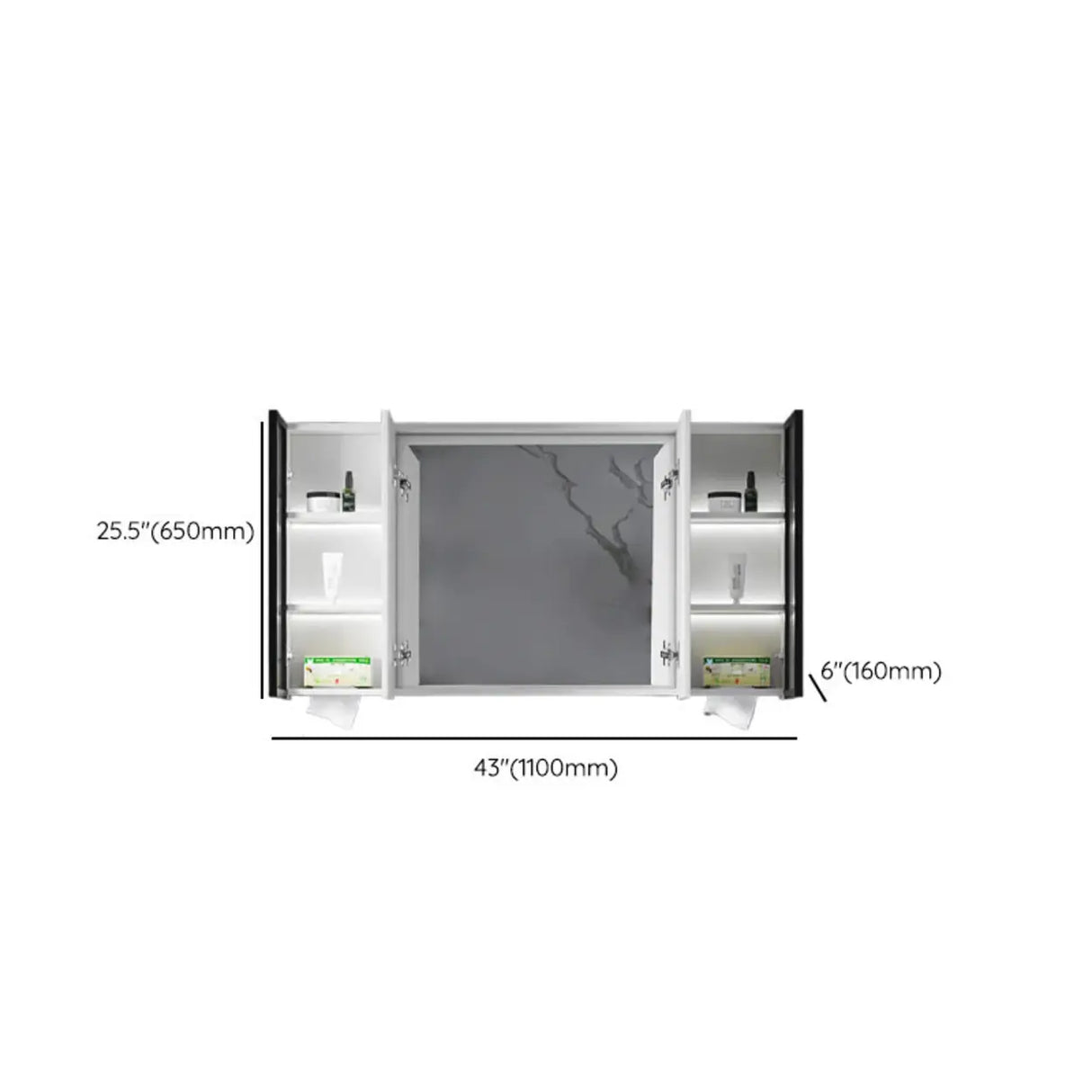 Mirrored Interior Surface Mounted Large Medicine Cabinet Image - 23