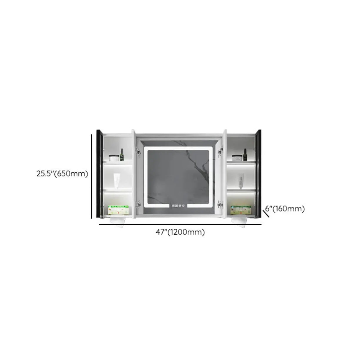 Mirrored Interior Surface Mounted Large Medicine Cabinet Image - 26