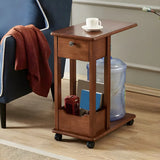 Mobile Narrow Small Wood Drawers Casters Writing Desk Image - 1