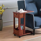 Mobile Narrow Small Wood Drawers Casters Writing Desk Image - 9