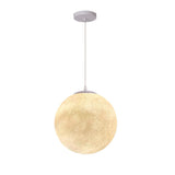 Modern 1 Light Moon Metal Globe Resin White Pendant Light Image - 10