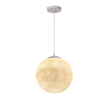 Modern 1 Light Moon Metal Globe Resin White Pendant Light Image - 11