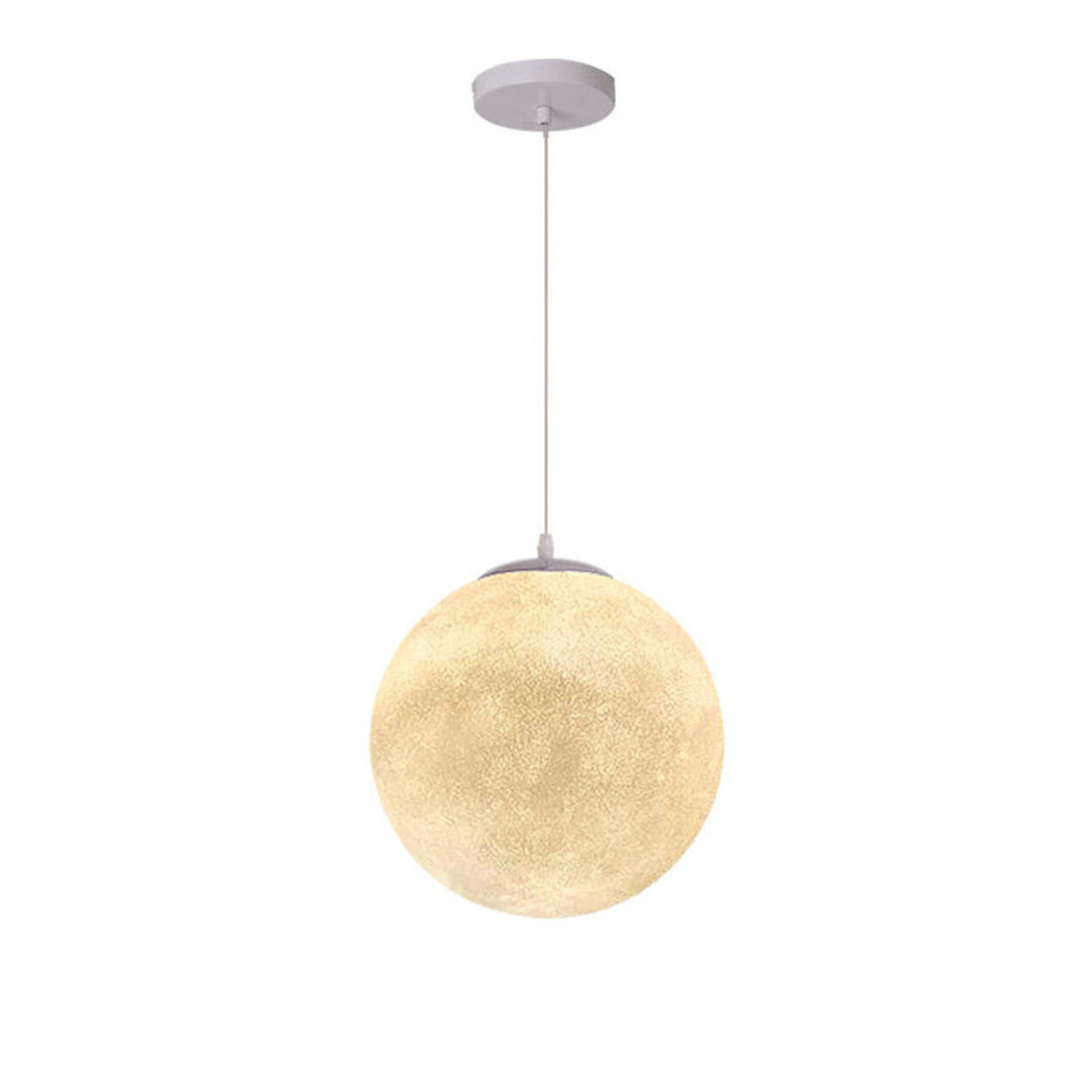 Modern 1 Light Moon Metal Globe Resin White Pendant Light Image - 13