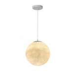 Modern 1 Light Moon Metal Globe Resin White Pendant Light Image - 15