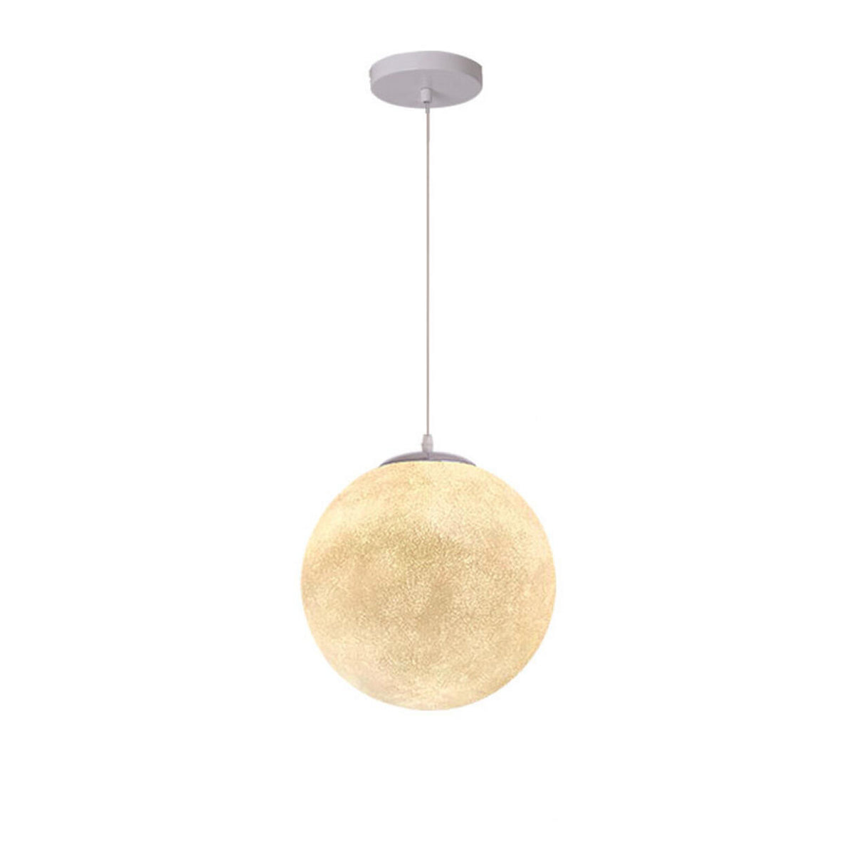 Modern 1 Light Moon Metal Globe Resin White Pendant Light Image - 17