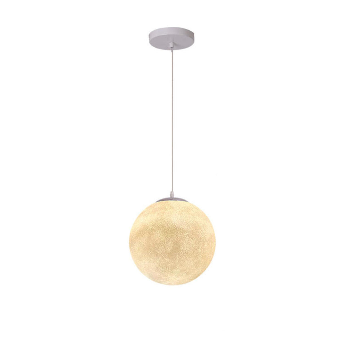 Modern 1 Light Moon Metal Globe Resin White Pendant Light Image - 18