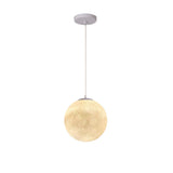 Modern 1 Light Moon Metal Globe Resin White Pendant Light Image - 18