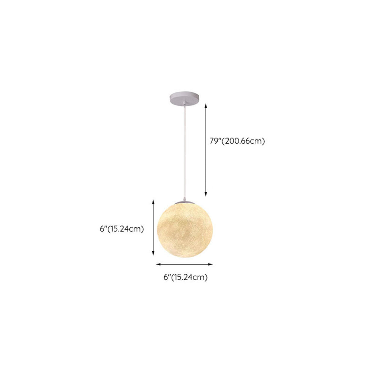 Modern 1 Light Moon Metal Globe Resin White Pendant Light 