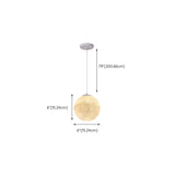 Modern 1 Light Moon Metal Globe Resin White Pendant Light #size