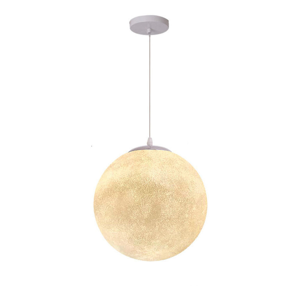 Modern 1 Light Moon Metal Globe Resin White Pendant Light Image - 2