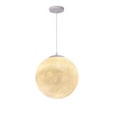 Modern 1 Light Moon Metal Globe Resin White Pendant Light Image - 2