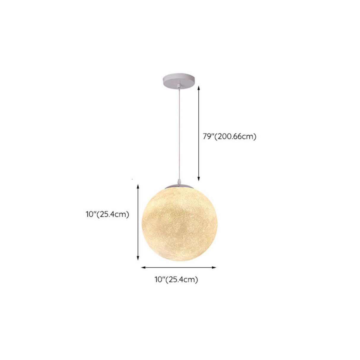 Modern 1 Light Moon Metal Globe Resin White Pendant Light Image - 21